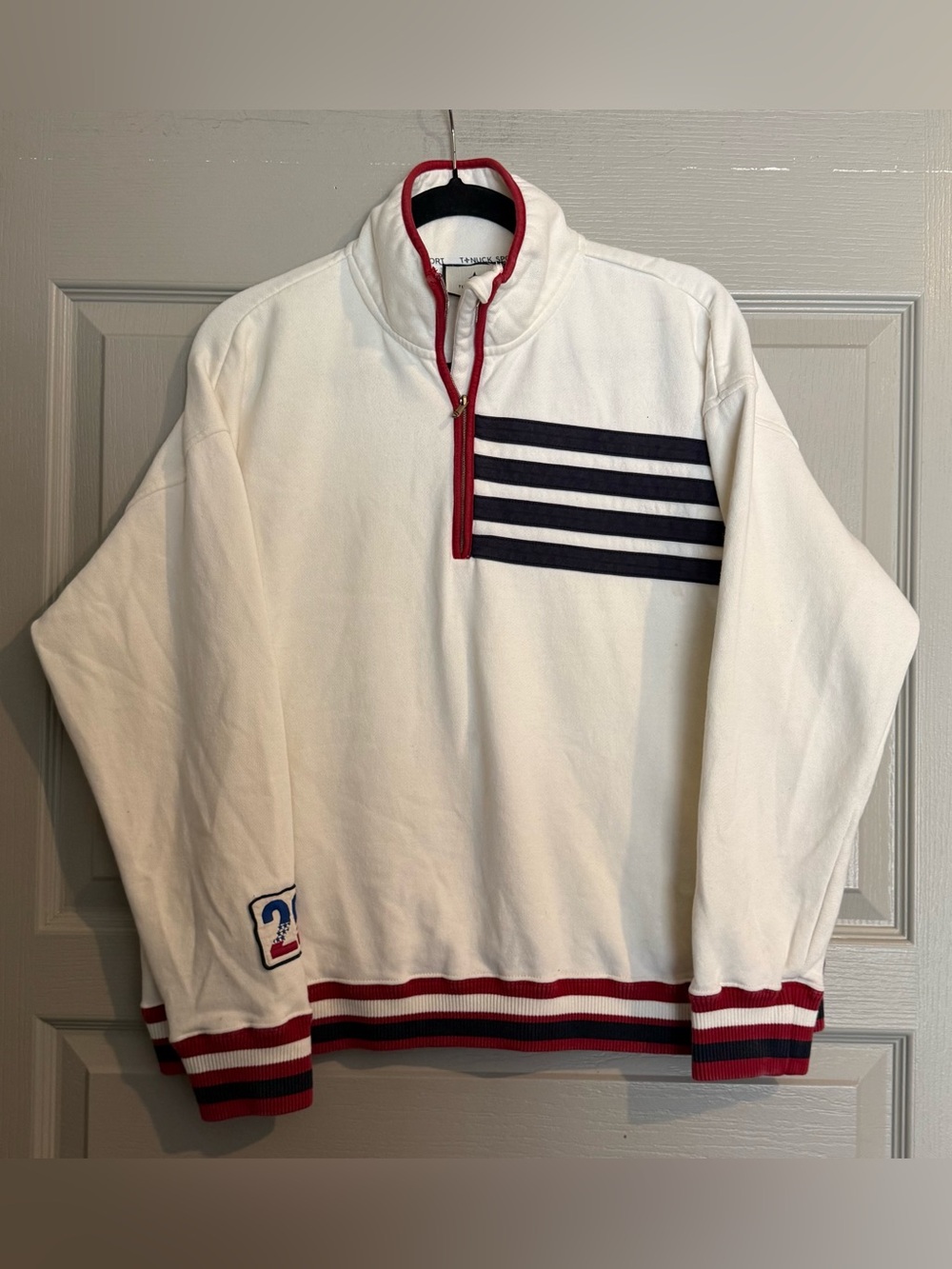 TUCKERNUCK Americana collection Antique White Flag Heiden Quarter Zip - Picture 8 of 8